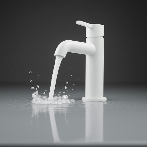 Robinet mitigeur thermostatique pour lavabo de salle de bain Silia, Bianco