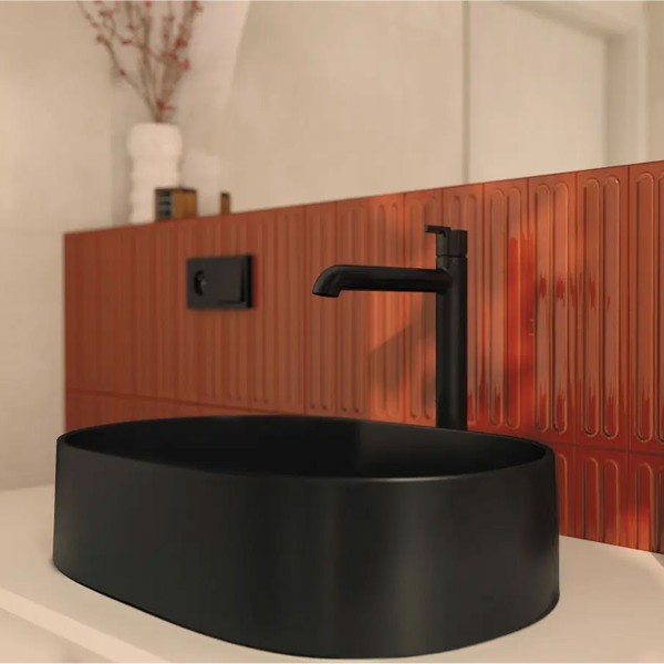 Robinet pour vasque à poser avec mitigeur thermostatique Silia, Nero