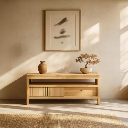 Meuble TV en bois massif et...