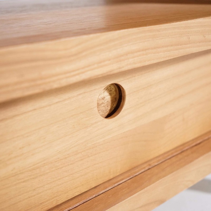 Meuble TV en bois massif et porte coulissante - Rohini