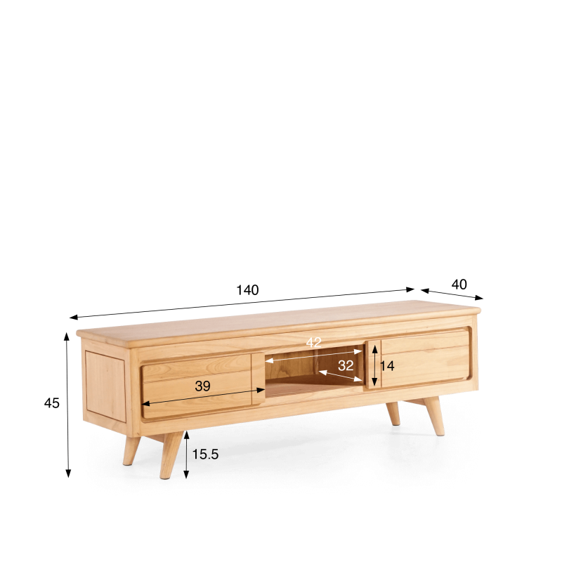 Meuble TV en bois massif 140 cm - Pragati Meuble TV en bois massif 140 cm - Pragati