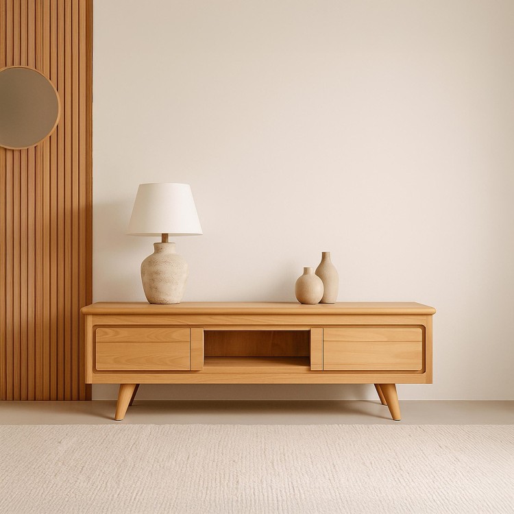 Meuble TV en bois massif 140 cm - Pragati Meuble TV en bois massif 140 cm - Pragati