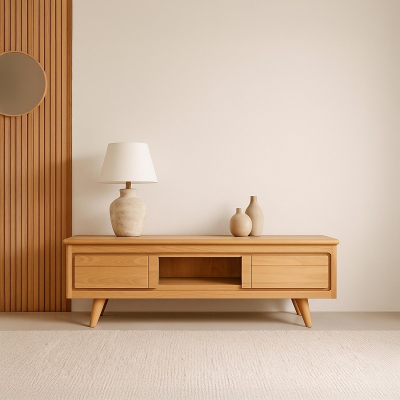 Meuble TV en bois massif 140 cm - Pragati Meuble TV en bois massif 140 cm - Pragati