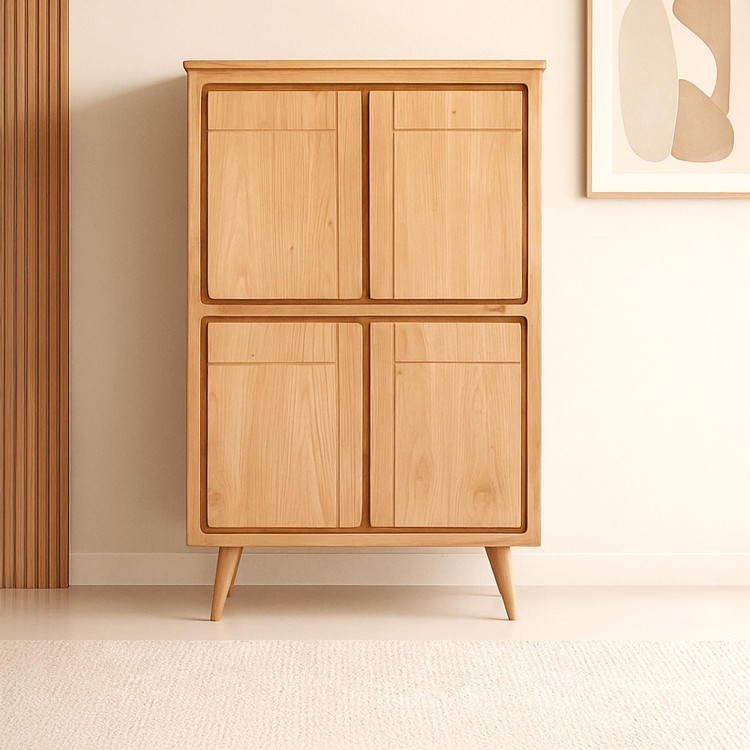 Buffet haut en bois massif 4 portes - Pragati