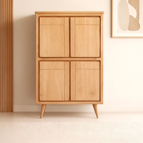 Buffet haut en bois massif 4 portes - Pragati