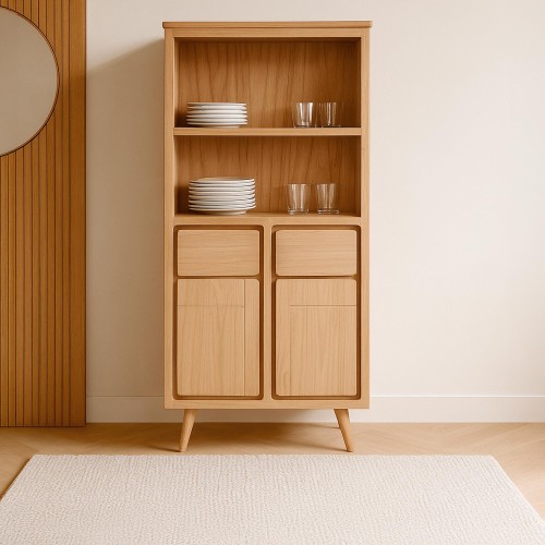 Buffet haut en bois massif 2 portes 90cm - Pragati