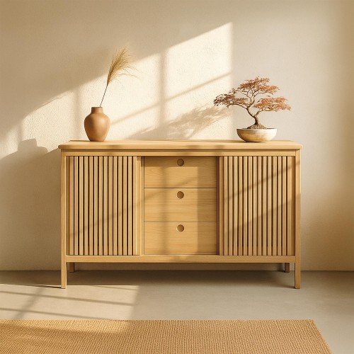 Buffet en bois naturel 140 cm - Rohini