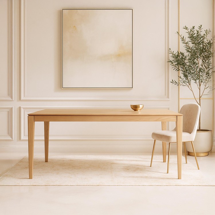 Table à manger en bois de chêne 200 x 100 cm avec allonge 85 cm