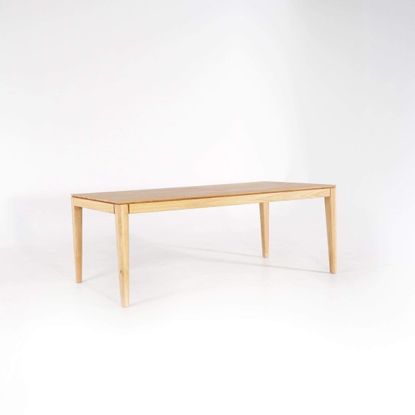 Table à manger en bois de chêne 200 x 100 cm avec allonge 85 cm