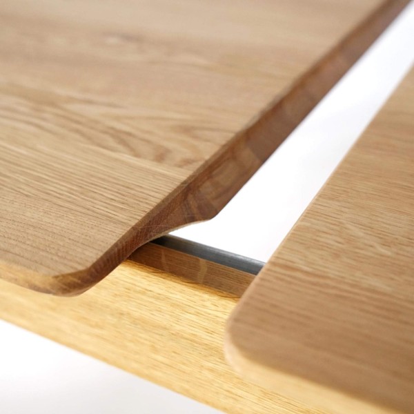Table à manger en bois de chêne 200 x 100 cm avec allonge 85 cm