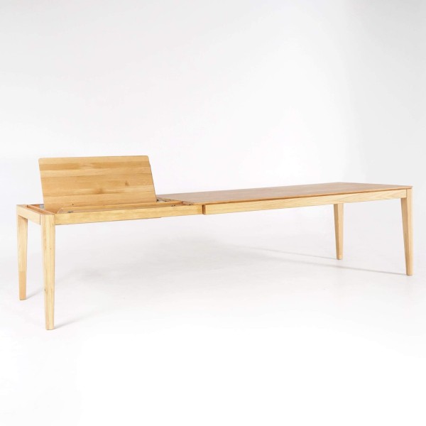 Table à manger en bois de chêne 200 x 100 cm avec allonge 85 cm