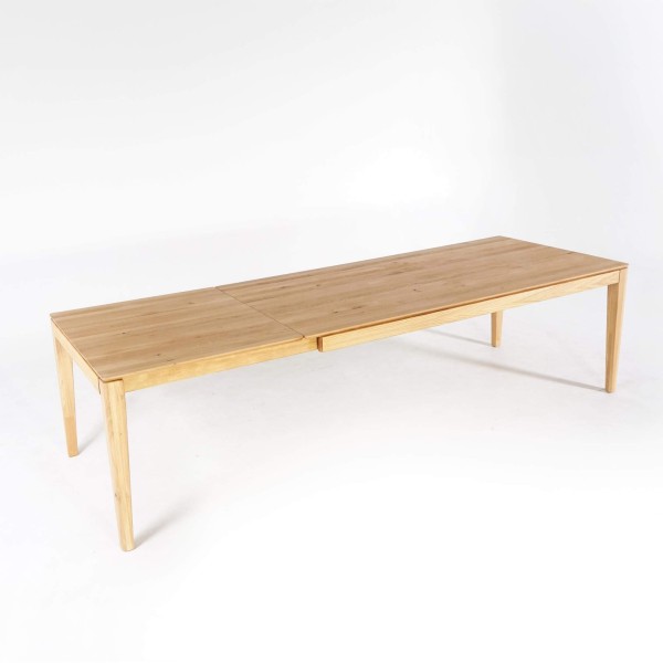 Table à manger en bois de chêne 200 x 100 cm avec allonge 85 cm