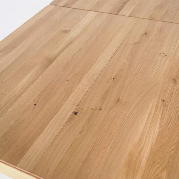 Table à manger en bois de chêne 200 x 100 cm avec allonge 85 cm