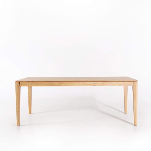 Table à manger en bois de chêne 200 x 100 cm avec allonge 85 cm