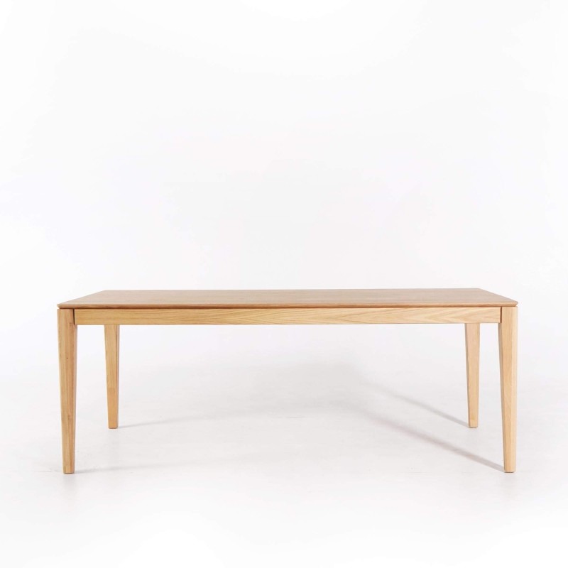 Table à manger en bois de chêne 200 x 100 cm avec allonge 85 cm