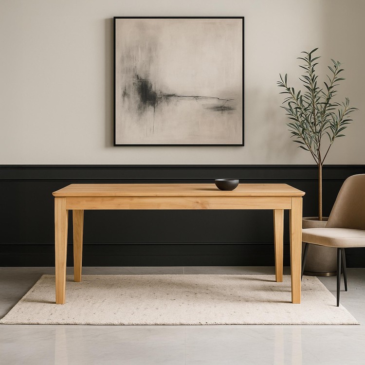 Table à manger rectangulaire en bois de chêne 180 x 90 cm avec allonge de 60 cm