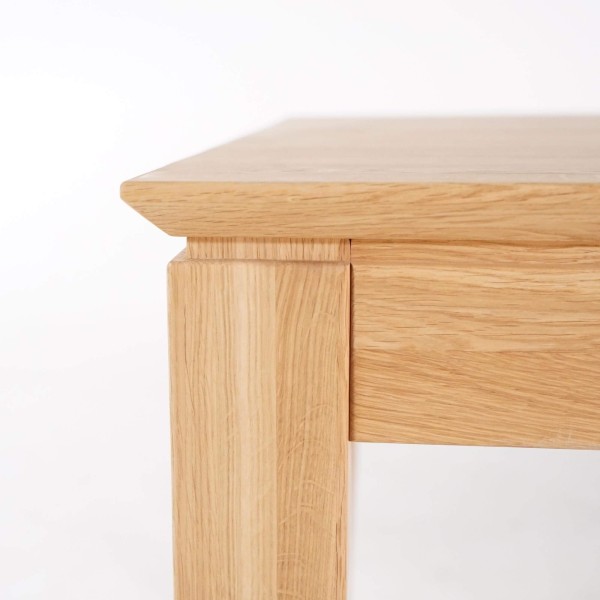 Table à manger rectangulaire en bois de chêne 180 x 90 cm avec allonge de 60 cm
