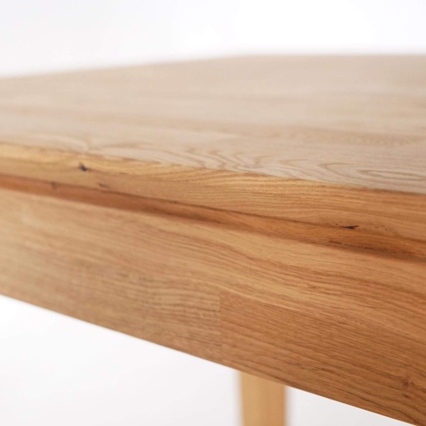 Table à manger rectangulaire en bois de chêne 180 x 90 cm avec allonge de 60 cm