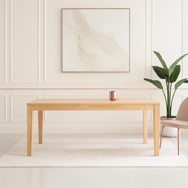 Table à manger en bois de chêne 180 x 90 cm avec allonges de 2 x 50 cm