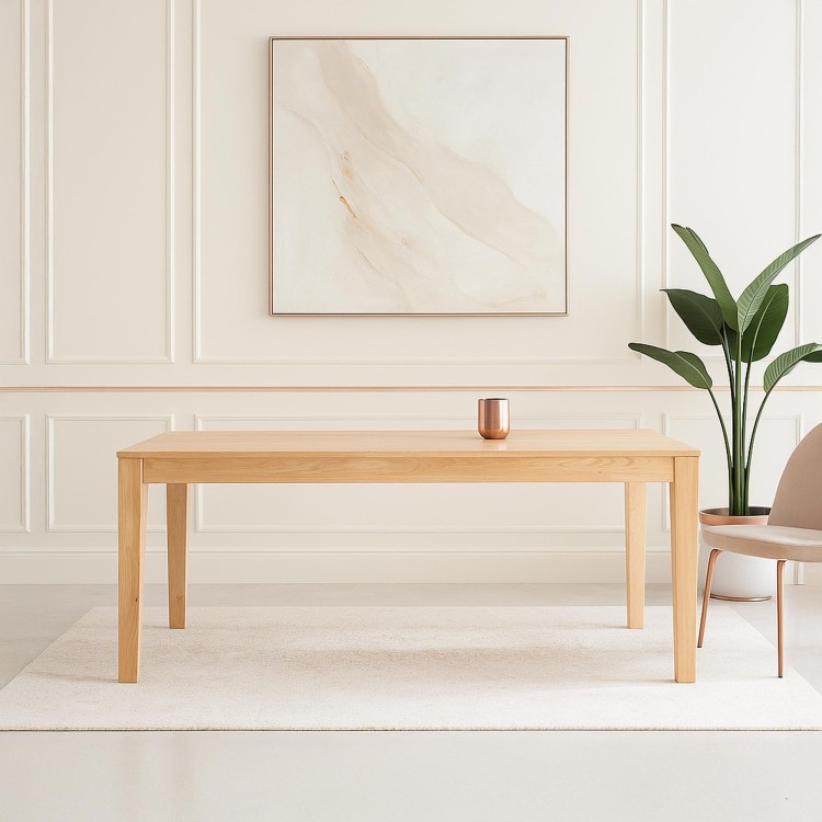 Table à manger en bois de chêne 180 x 90 cm avec allonges de 2 x 50 cm
