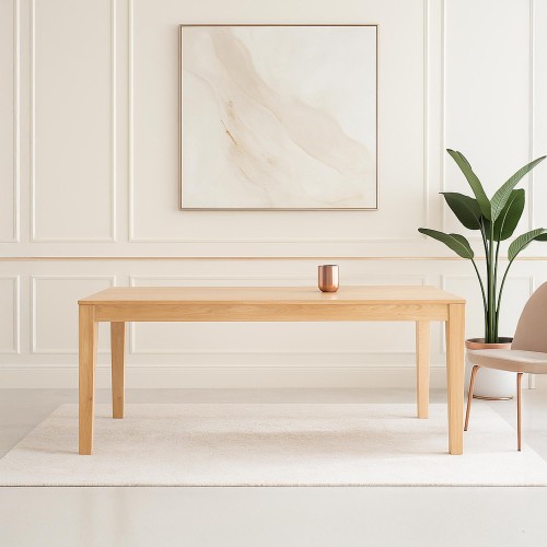 Table à manger en bois de chêne 180 x 90 cm avec allonges de 2 x 50 cm