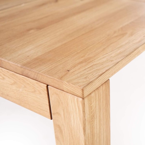 Table à manger en bois de chêne 180 x 90 cm avec allonges de 2 x 50 cm