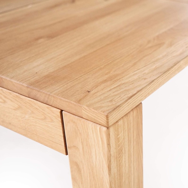 Table à manger en bois de chêne 180 x 90 cm avec allonges de 2 x 50 cm