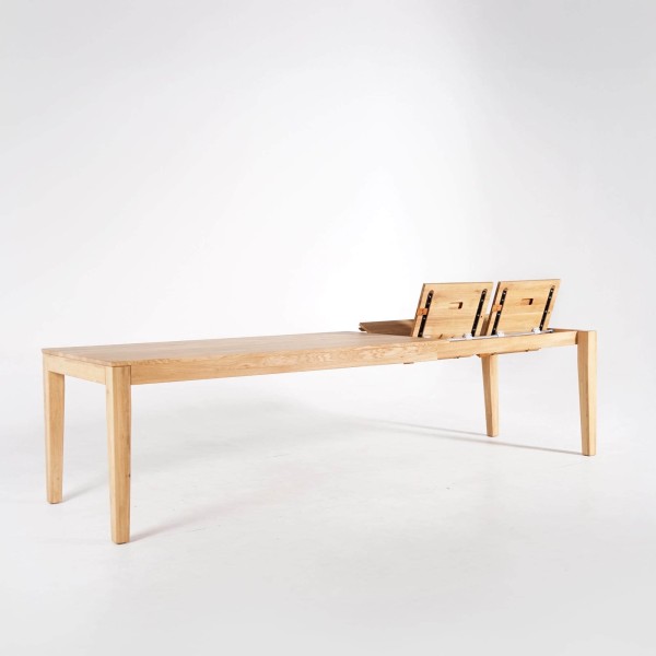 Table à manger en bois de chêne 180 x 90 cm avec allonges de 2 x 50 cm