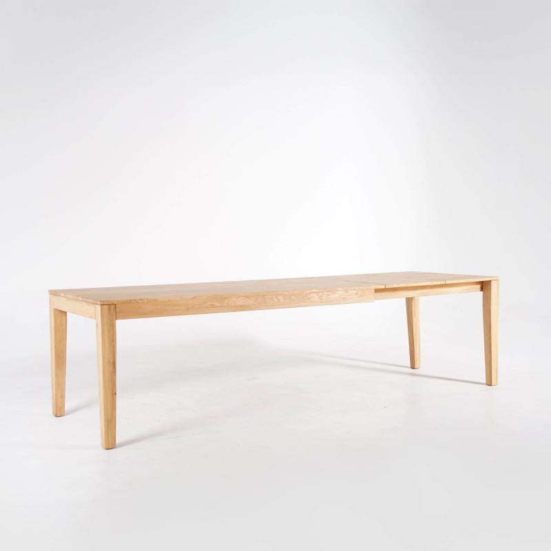 Table à manger en bois de chêne 180 x 90 cm avec allonges de 2 x 50 cm