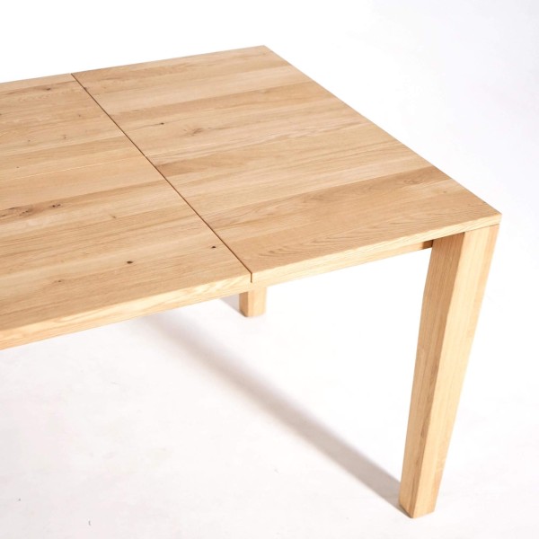 Table à manger en bois de chêne 180 x 90 cm avec allonges de 2 x 50 cm