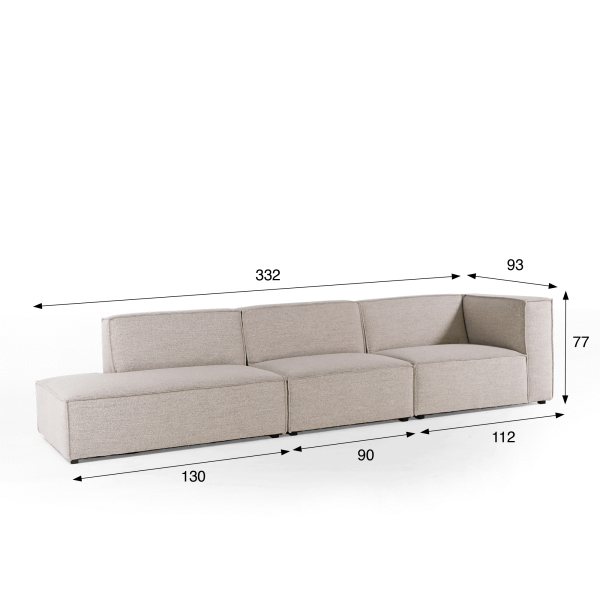 Canapé design 5 places ouvert gauche - Isla