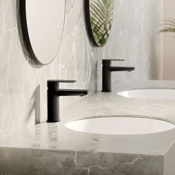 Robinet mitigeur thermostatique pour lavabo de salle de bain Alpinia, Nero