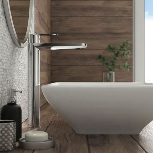 Robinet pour vasque à poser avec mitigeur thermostatique Alpinia, Chromé