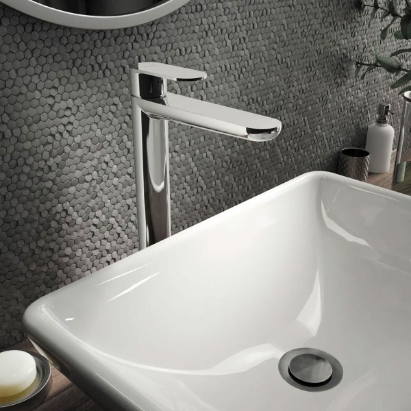 Robinet pour vasque à poser avec mitigeur thermostatique Alpinia, Chromé