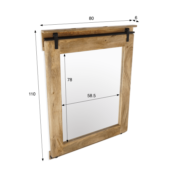 Miroir de salle de bain bois et métal 80 cm - Paris