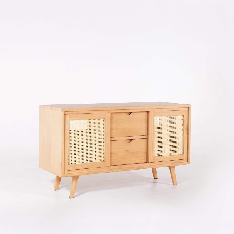Meuble salle de bain en bois massif sur pieds 140 cm - Anaya