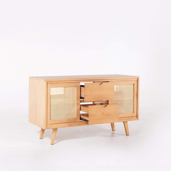 Meuble salle de bain en bois massif sur pieds 140 cm - Anaya
