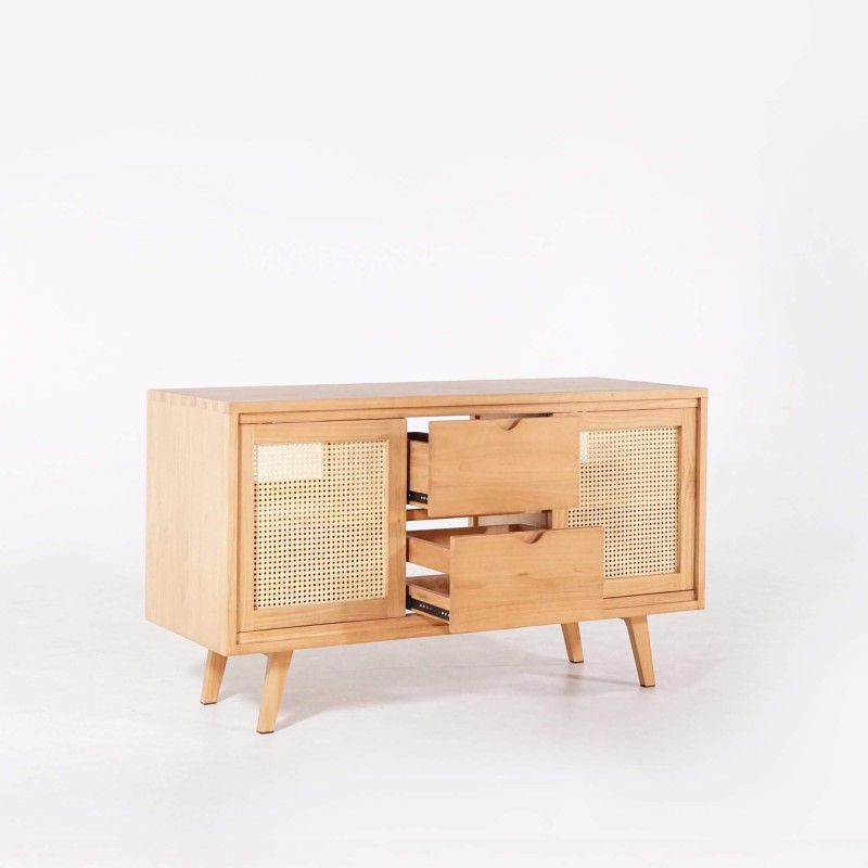Meuble salle de bain en bois massif sur pieds 140 cm - Anaya
