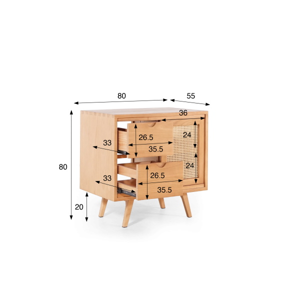 Meuble salle de bain en bois massif sur pieds 80 cm - Anaya