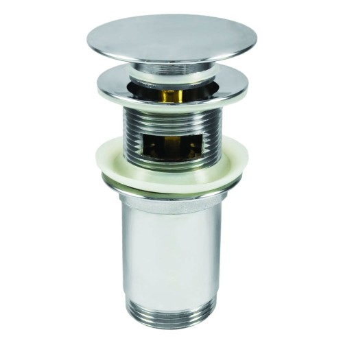 Bonde de lavabo click-clack ronde avec manchon métallique, universelle, chromé