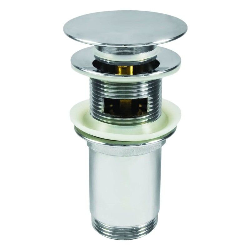 Bonde de lavabo click-clack ronde avec manchon métallique, universelle, chromé