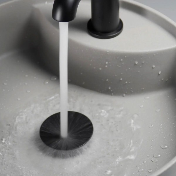 Bonde de lavabo clic clac ronde avec manchon métallique, universelle, nero