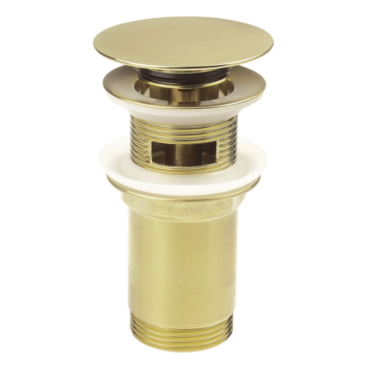 Bonde de lavabo clic clac avec manchon métallique, universelle, or brossé