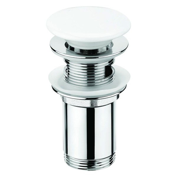 Bonde de lavabo clic clac avec manchon métallique, universelle, céramique blanc