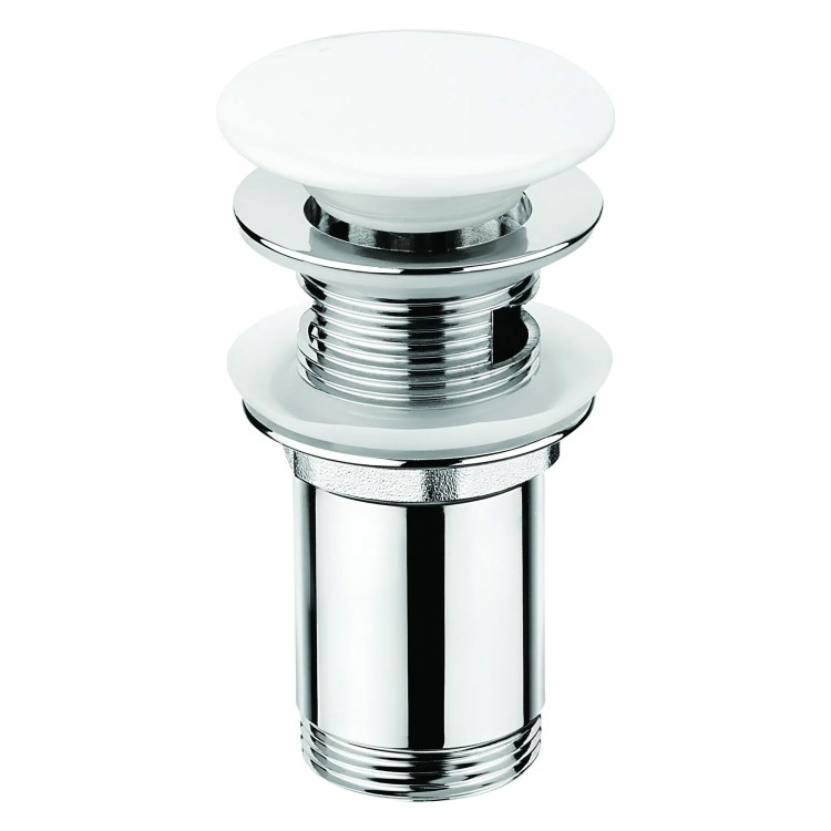 Bonde de lavabo clic clac avec manchon métallique, universelle, céramique blanc