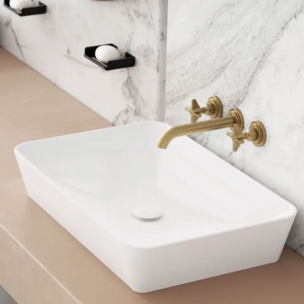 Bonde de lavabo clic clac avec manchon métallique, universelle, céramique blanc