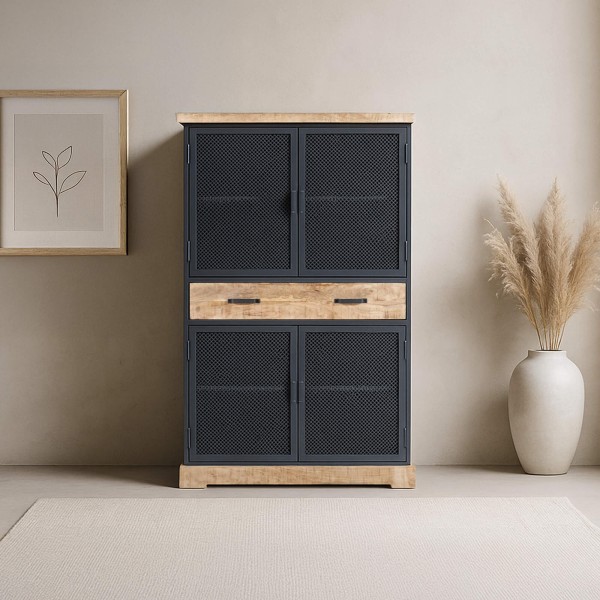 Armoire de rangement en métal et bois 100 cm - Cambridge