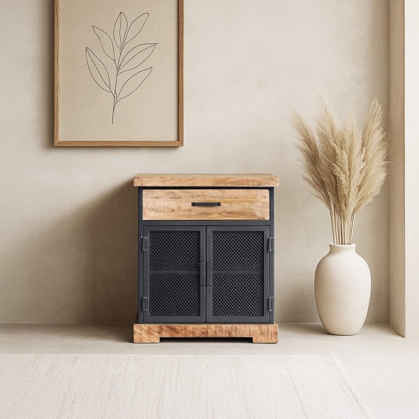 Petit buffet style industriel en métal et bois - Cambridge