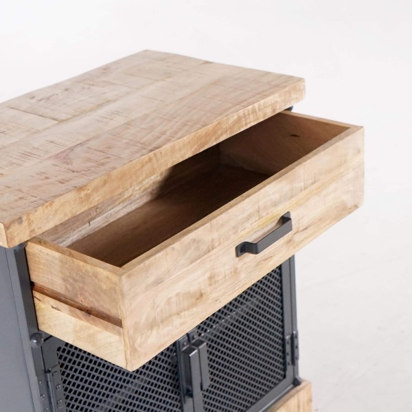 Petit buffet style industriel en métal et bois - Cambridge