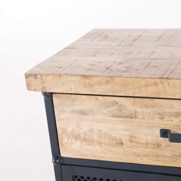 Petit buffet style industriel en métal et bois - Cambridge